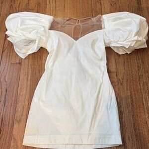 Elegant White Dress with Puff Sleeves